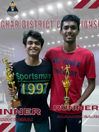 Krish Desai as the winner and Saransh Gajbhiye as the runner-up in the Palghar District Championships, a final between two of our own players.