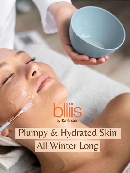 Our goal is to give you plump and hydrated skin all winter long. This image shows the application of a hydrating gel mask, a key step in many of our winter facials.