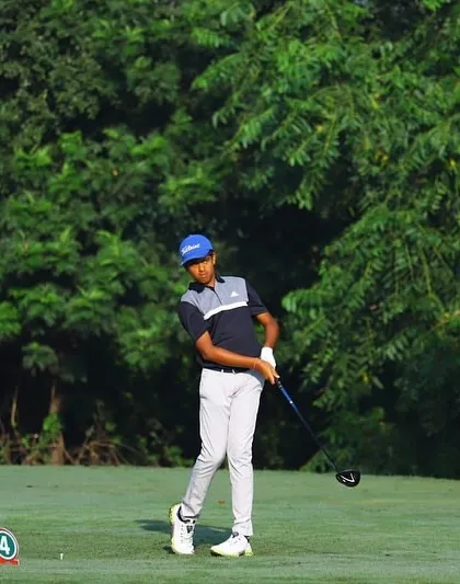 Rayirth Jain in action, teeing off at the Classic Golf and Country Club.