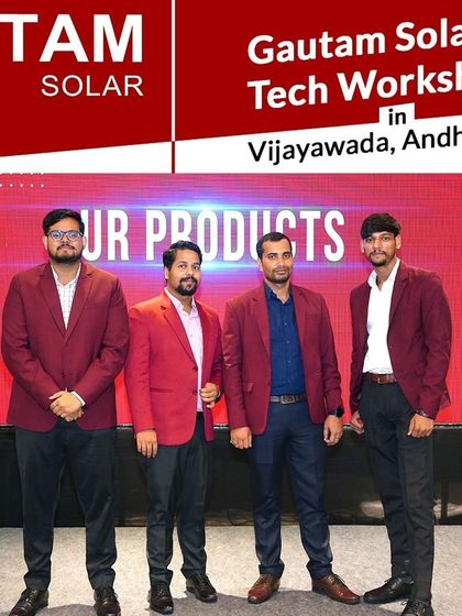 Our team at the Vijayawada Tech Workshop, proud to share our knowledge and contribute to the growth of the solar industry in Andhra Pradesh.
