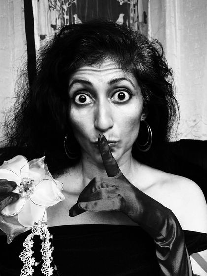 "Shhh." Another portrait from a creative black and white session, playing with expression and character.