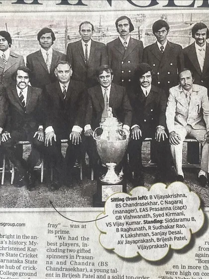 Another look at the iconic 1974 Karnataka Ranji trophy winning team. Preserving and celebrating these moments is important for the culture of the sport.