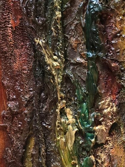 The deep grooves and mesh-like texture in this detail add another layer of complexity. It’s a celebration of brokenness and the stories it tells.