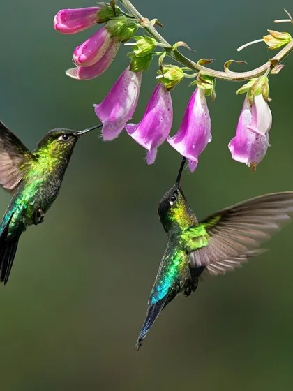 A duplicate of image 15, this image of two Talamanca hummingbirds would make a stunning large-format print, showcasing symmetry and action.