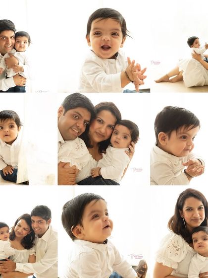 A collage from an adorable 6-month sitter session. This milestone is perfect for capturing your baby's budding personality as they learn to sit up on their own.