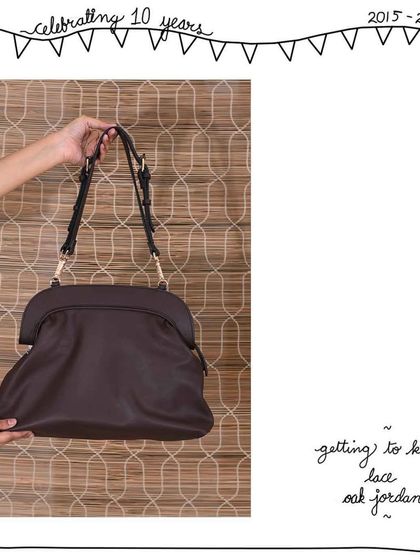 The back view of the Lace Oak Jordan, showing the clean lines of the solid Oak leather panel.