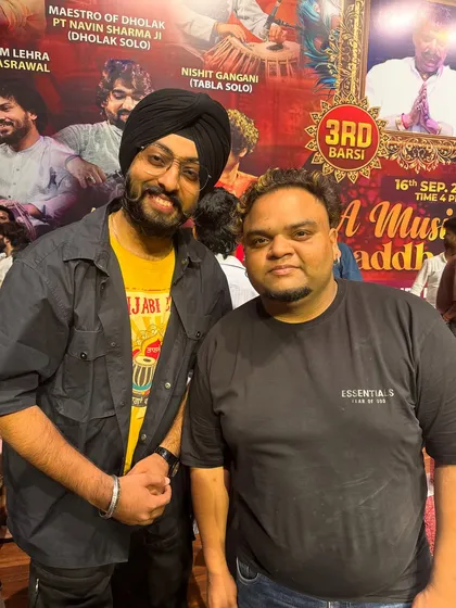 Backstage with Yashwant Vaishnav ji at a music festival. The energy and camaraderie among artists at live shows is something truly special.