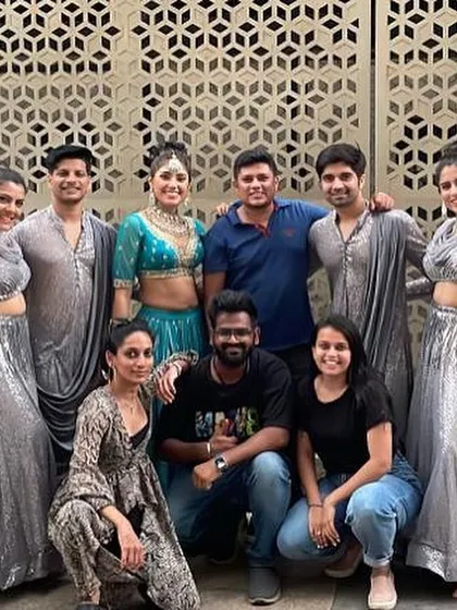 A backstage photo with the bride and our dancers. We're there to support our clients every step of the way, right up to the moment they go on stage.