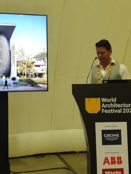 Presenting my work at the World Architecture Festival 2023. It was a remarkable experience to share my design philosophy and the story behind my projects with a global audience of my peers.