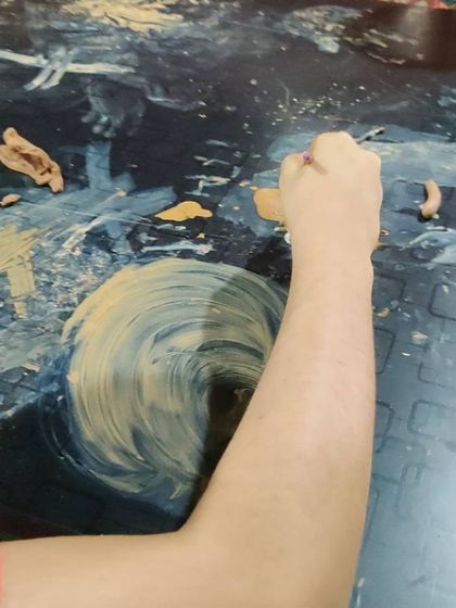 Who says you can't paint with clay? We love getting messy and exploring different textures and sensory experiences in our special education sessions.
