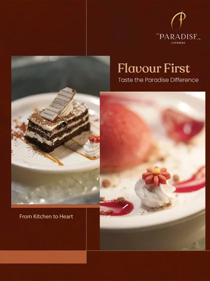 Flavor first, always. This collage shows two of our artfully plated desserts, a layered pastry and a fruit sorbet, demonstrating our commitment to both taste and aesthetics.