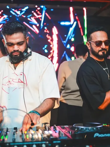 Another angle of the B2B set with Nikhil Chinapa, with the Kitty Su branding visible. This was for the official afterparty of the Innellea tour, a high-profile event.