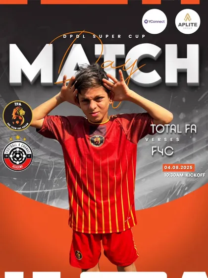 Match Day! A pre-game graphic for our U13 team's clash in the DPDL Super Cup. The energy is high.