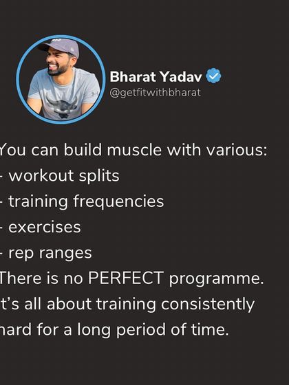 A duplicate of my philosophy on consistency over perfection. There are many ways to build muscle; the key is to keep showing up.