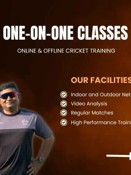 I offer one-on-one online and offline cricket training with facilities including indoor/outdoor nets, video analysis, and high-performance training. Book your slot for the June batch now!