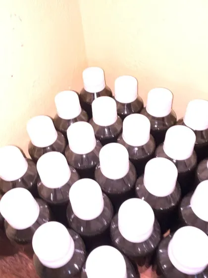 An overhead view of freshly filled bottles. I take pride in the consistency and quality of every single bottle I produce.