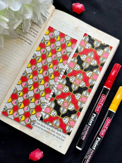 A full view of these two geometric bookmarks, ready to find a new home.