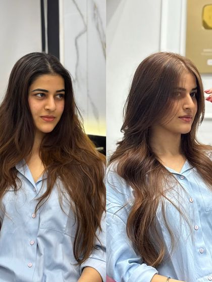 A different client's beach brown transformation, showing how we tailor the shade to different skin tones.