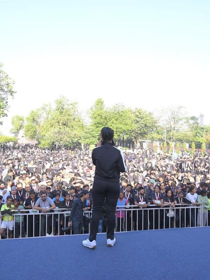 Facing a massive crowd at the Honda Manesar Half Marathon. There's nothing like the energy of thousands of people ready to take on a challenge.