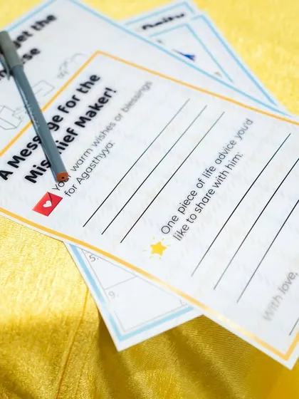Themed message cards where guests can write warm wishes for the birthday boy.