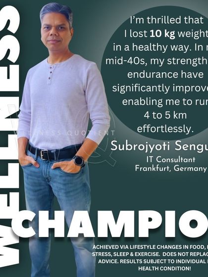 Subrojyoti, an IT professional in his mid-40s, reversed his declining energy and weight gain by losing 10 kg. He now effortlessly runs 4 to 5 km, proving that age is no barrier to improving strength and endurance.