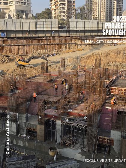 A wide view of the excavation and foundation work at the Sejal City project. This image captures the scale of the undertaking and the complex puzzle of construction unfolding on site.