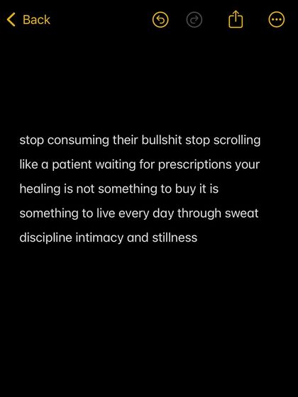 Stop consuming their bullshit. Your healing is not something to buy; it is something to live every day through sweat, discipline, intimacy, and stillness.