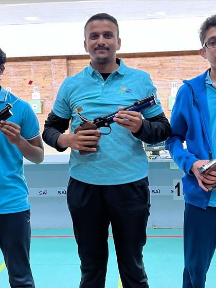 Our successful men's pistol team at the Dasara CM Cup.