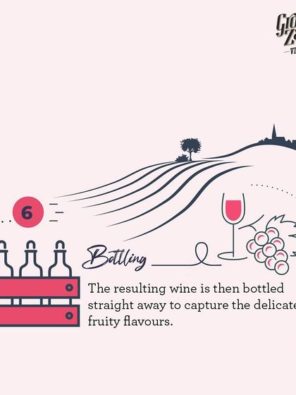 The final step for our Rosé is bottling. The wine is bottled straight away after fermentation and filtration to capture and preserve its delicate, fruity flavors.