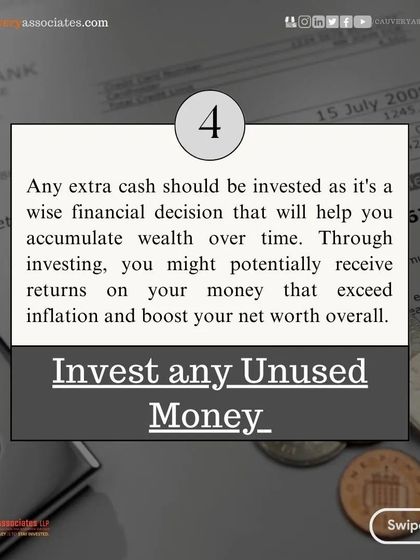 The fourth habit is to invest any unused money. Investing is a wise decision that helps you accumulate wealth over time and ensures your money grows faster than inflation, boosting your overall net worth.