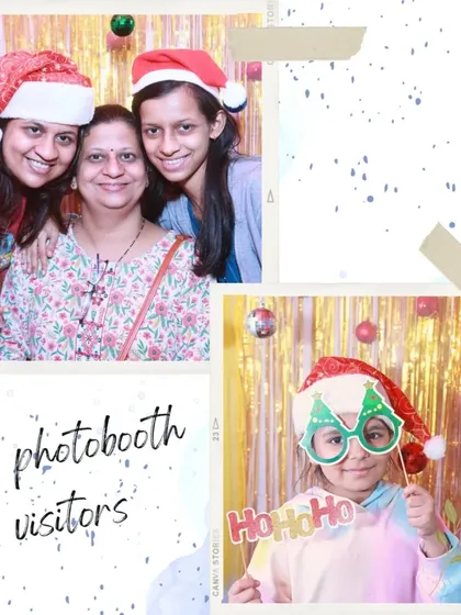 A three-generation family photo in the photobooth. It’s a joy to see everyone from kids to grandparents getting into the festive spirit.