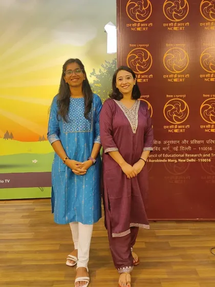 Posing with my co-host at the NCERT studio. Collaborating with other experts helps create a richer, more comprehensive wellness program for the audience.