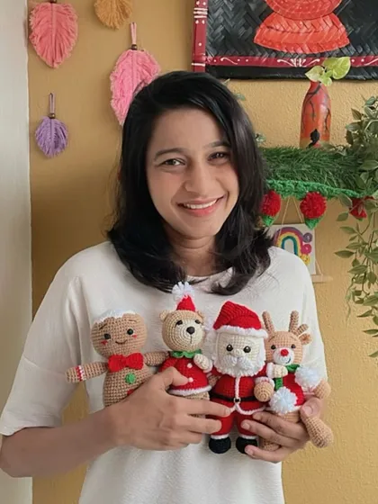 Here I am with my Christmas creations! It brings me so much joy to make these festive friends for you to share with your loved ones during the holiday season.