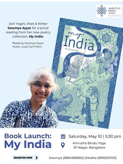 We were so excited to host the book launch for "My India" by Yogini, Poet, and Writer Sowmya Ayyar. Our shala loves to be a space where art, philosophy, and community come together.