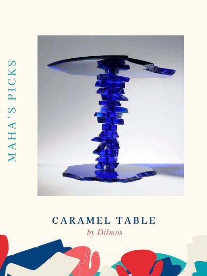The Caramel Table by Dilmos, with its stacked, sculptural base, is a bold and artistic statement piece.