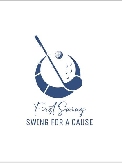The logo for the "First Swing: Swing for a Cause" initiative. This partnership is about giving back and nurturing talent from all walks of life.