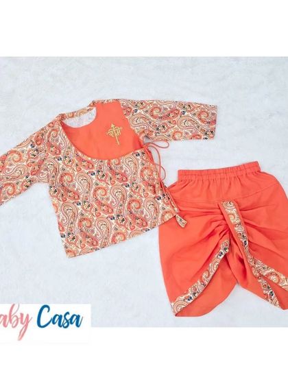 Another view of our comfortable and stylish dhoti-kurta set, a popular choice for boys during the festive season.