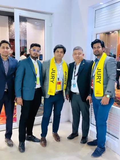 Our team proudly wearing our jury sashes at the Acetech exhibition. Being part of the jury allows us to see the latest innovations in architecture and interior products.