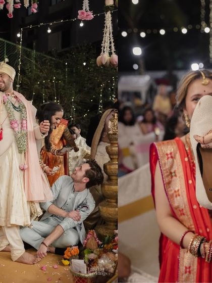 The fun and games of an Indian wedding, including the 'joota chupai' ritual. We love capturing these lighthearted traditions that involve the whole family.