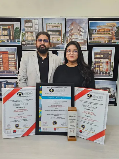 We are honored to be recognized for our commitment to design excellence. Here, we proudly stand with our recent accolades, including being named the 'Innovative & Rising Architecture and Interior Design Firm of the Year 2024'.