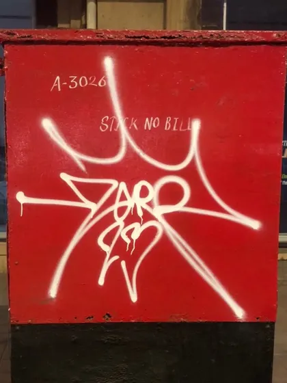 My tag on a postbox in Mumbai. No surface is off-limits when you're a bomber.