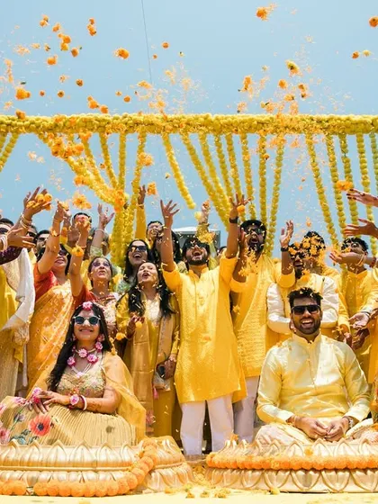 The pure, vibrant energy of a Haldi ceremony! We love being in the middle of the fun, capturing the laughter and chaos as family and friends shower the couple with love and turmeric.