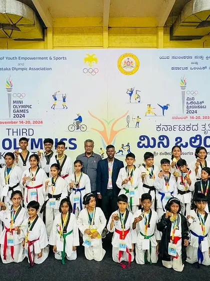 This is Team KTA celebrating a massive victory at the 3rd Mini Olympics in Karnataka. We are incredibly proud that our students secured 6 gold medals, contributing to Bengaluru Urban's first-place finish. Our academy's success is a team effort.