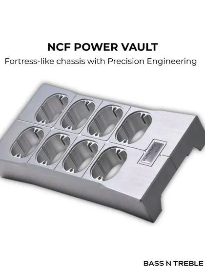 The Furutech NCF Power Vault is built like a fortress. Its chassis is precision-engineered from solid aluminum to provide a stable, non-resonant housing for the high-performance outlets within, ensuring clean power for your entire system.