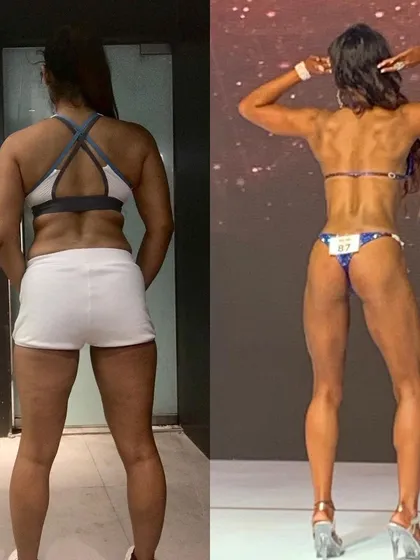 The back transformation for my ICN win. This shows the result of years of consistent training to build a strong back and glutes.