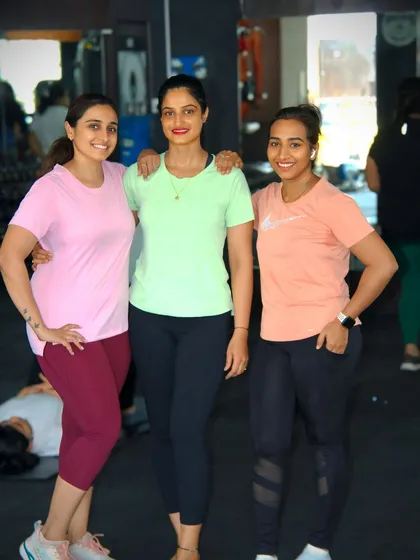 Another great group shot. You can see a client stretching in the background, a reminder that our work continues even after the main workout.