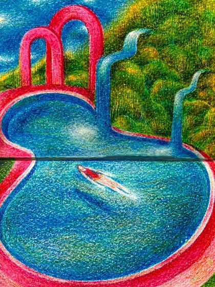 A scanned, high-resolution version of the 'Barbie pool' drawing.