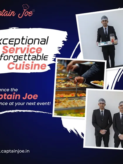This collage highlights our commitment to exceptional service and unforgettable cuisine, showing our professional staff, a bustling buffet line, and our team ready to serve.