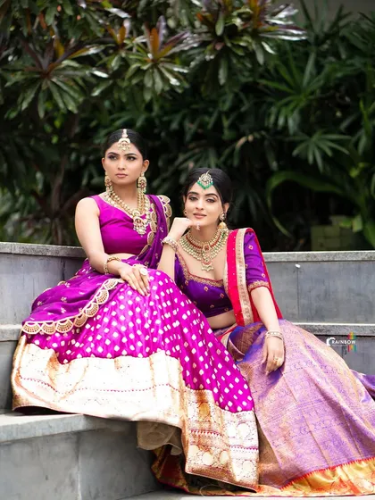 A classic portrait of the two models sitting together, demonstrating how I capture group shots with elegance and balance.