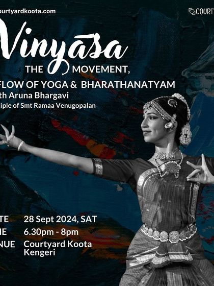 A monthly event poster for September featuring 'Vinyāsa'. We curate our dance programming to include both traditional and conceptual performances.